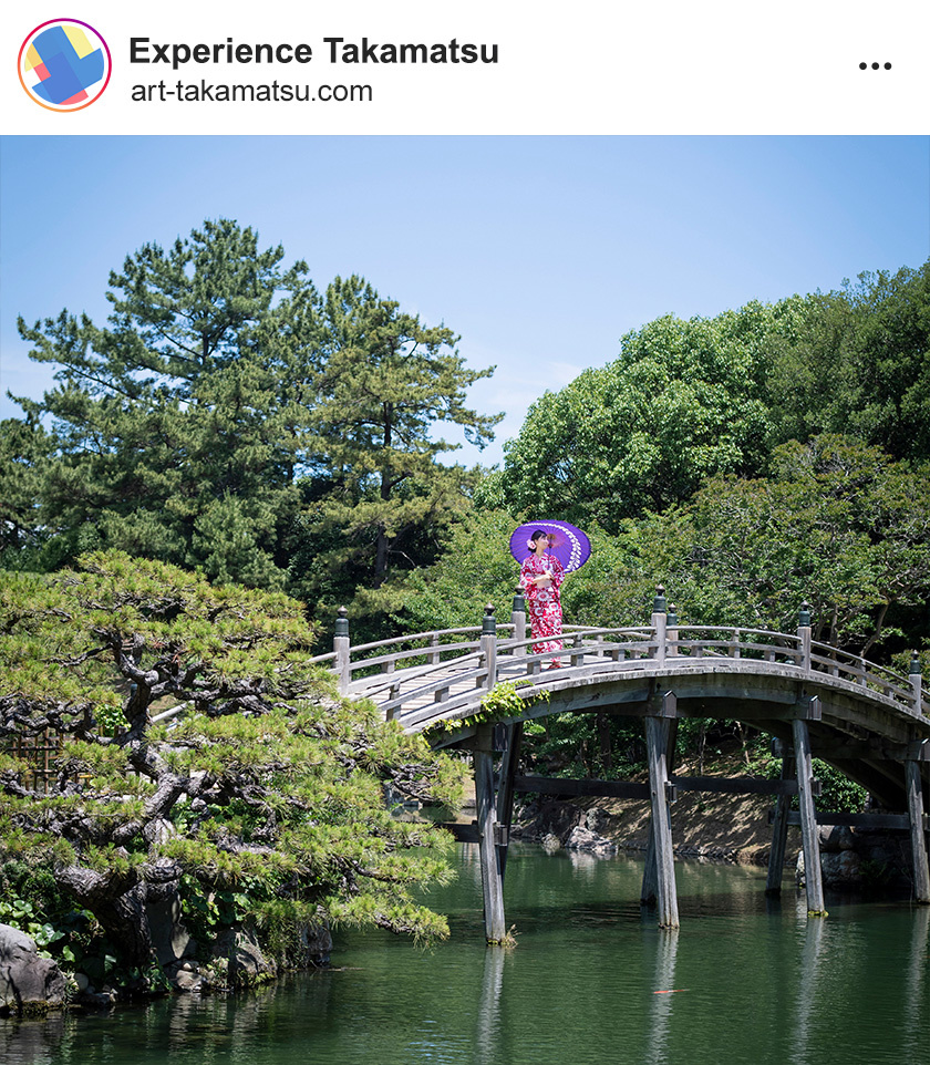 着物・浴衣と和傘で庭園めぐり